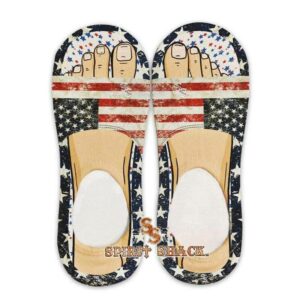 USA Flag Slide Sandals (Male Feet) No Show Socks