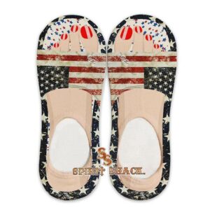 USA Flag Slide Sandals (Female - Woman) Feet No Show Socks
