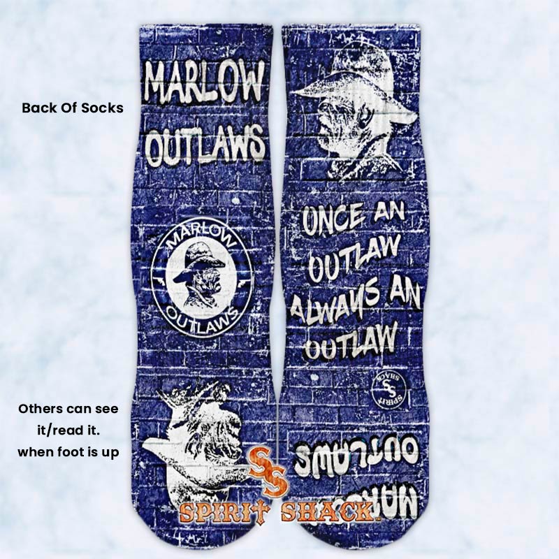 Marlow Outlaws Brick Wall Graffiti Socks. Back of socks